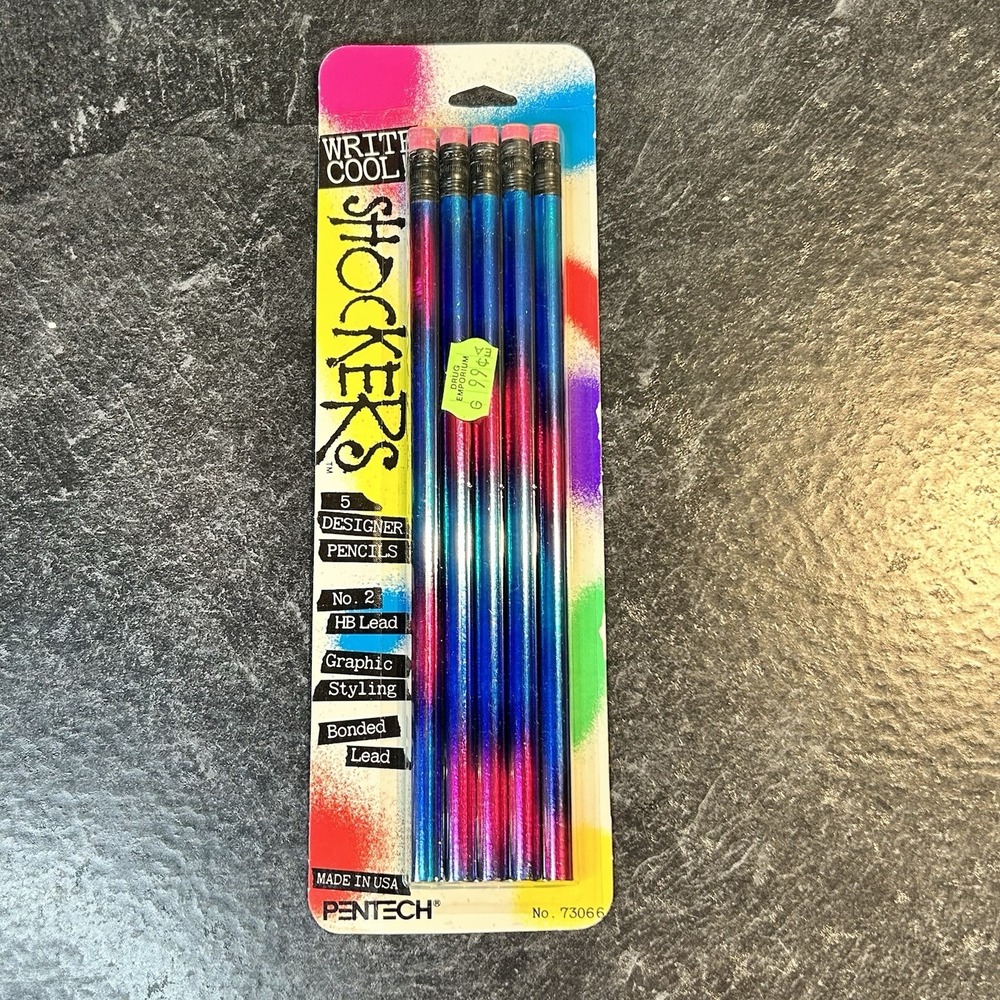 1990 Pentech Shockers‎ Write Cool No 2 HB Rainbow Ombré Designer Pencils 73066